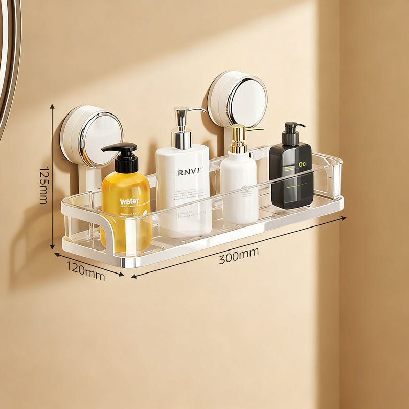 Bathroom shelf with suction cup without drilling