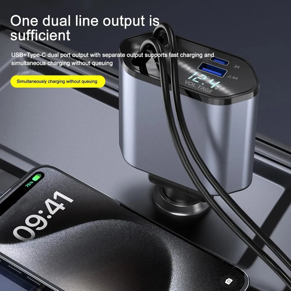 FoldaStornfielde Car Charger with USB-C and USB-A – 120W Fast Charging | Stornfield