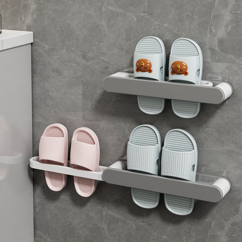 Foldable bathroom shoe rack without drilling