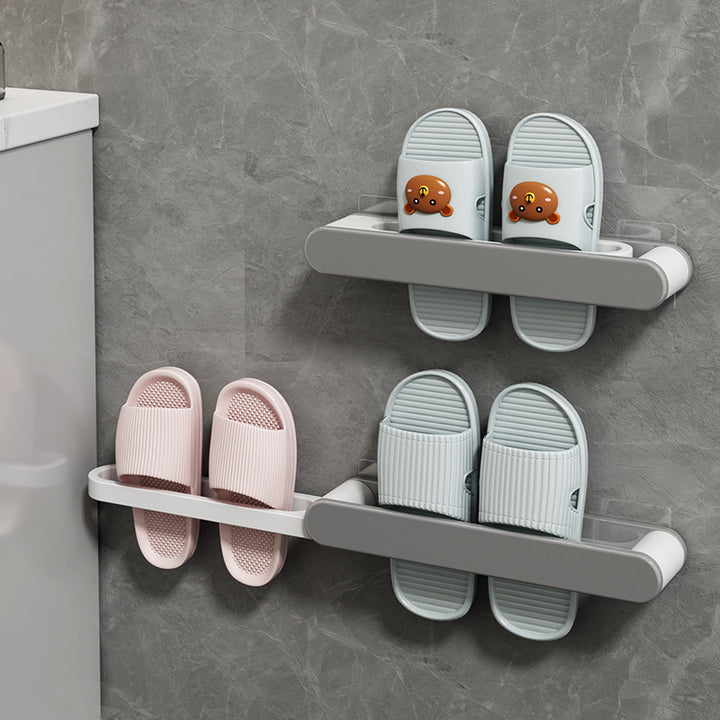 Foldable bathroom shoe rack without drilling