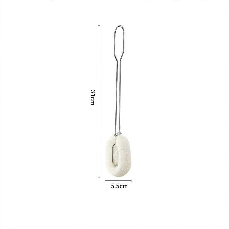 Long handle brush made of stainless steel with sponge