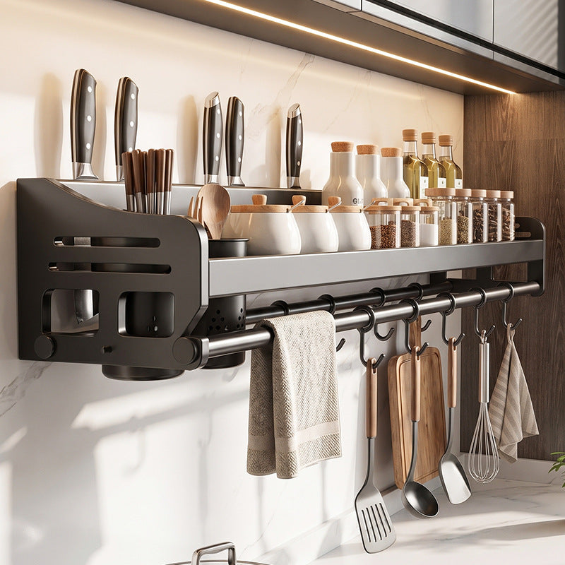 Steel kitchen shelf with knife holder
