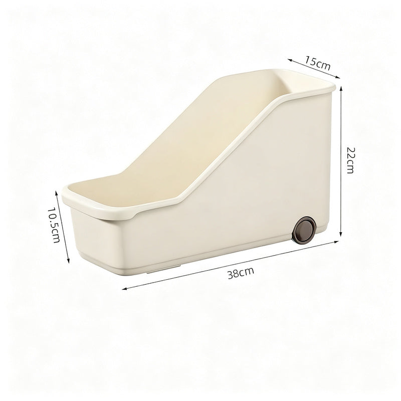 Plastic storage box with wheels