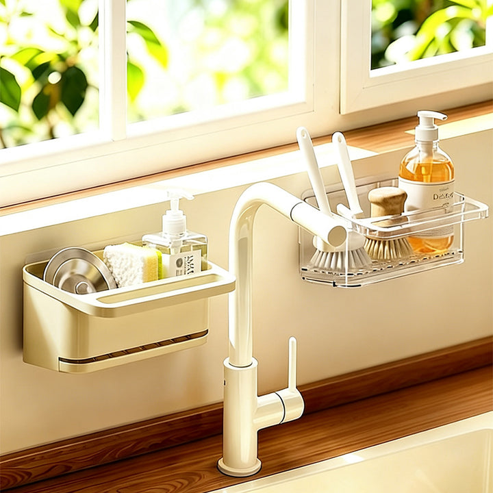 Wall-mounted sink shelf with drip area