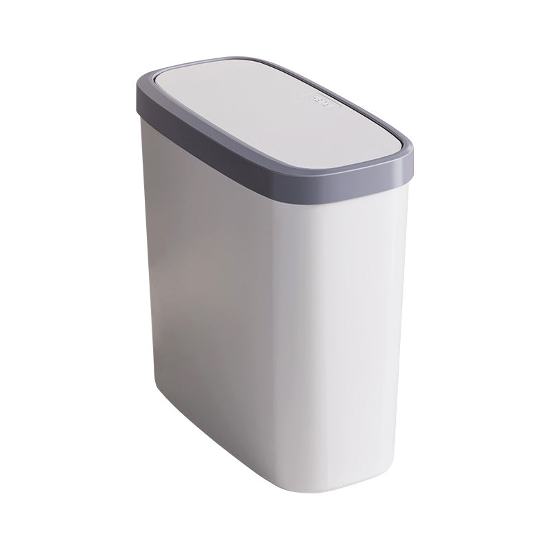 Narrow plastic trash can for bathroom and kitchen