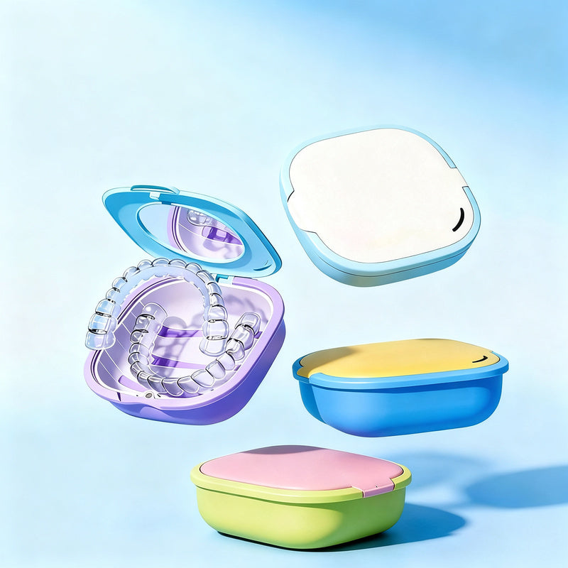 Portable storage box for braces and retainers