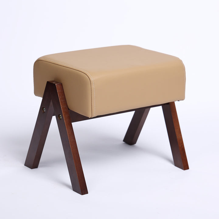 Children's footstool made of rubber wood, square