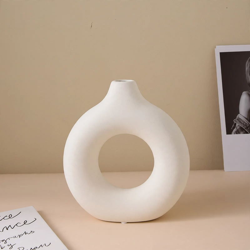Ceramic Flower Vase, White, Nordic Style