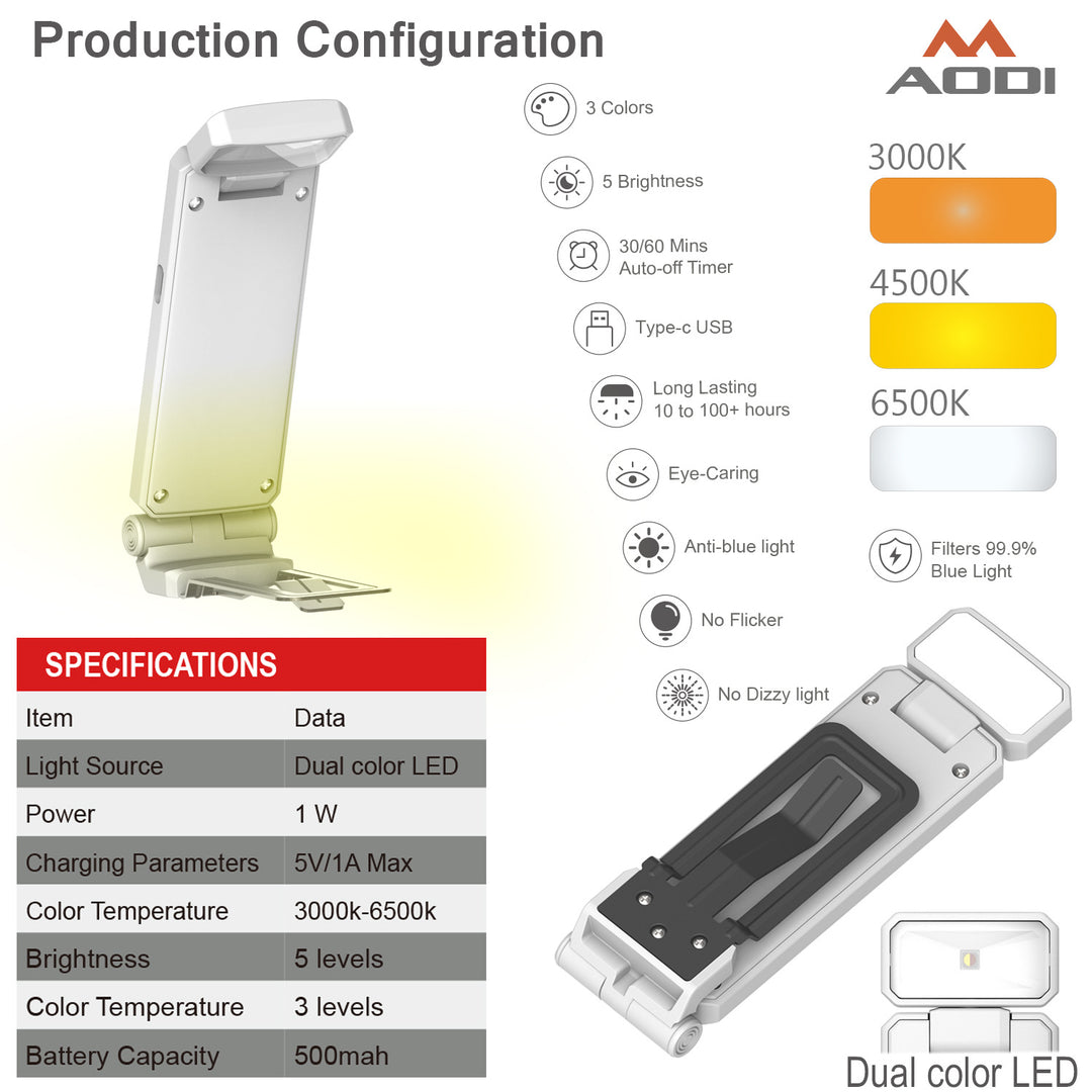 Portable LED reading lamp with clamp base