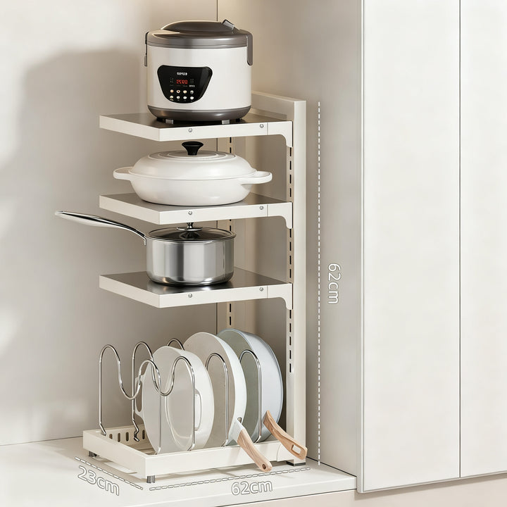 Stainless steel pot stand, 2–4 levels, adjustable