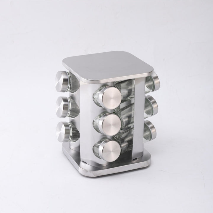 Rotating spice rack made of stainless steel