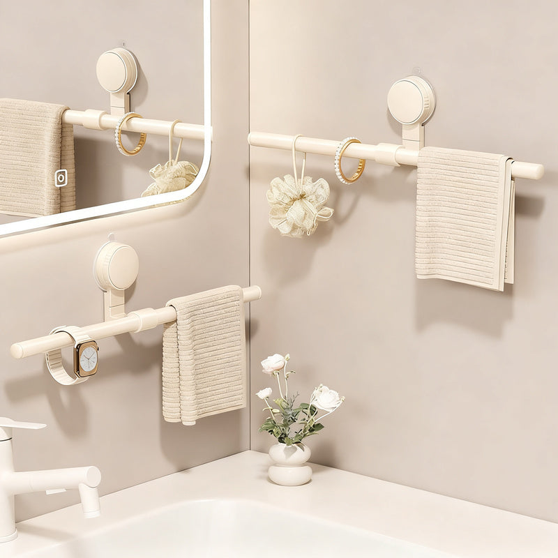 Extendable towel bar with suction cup