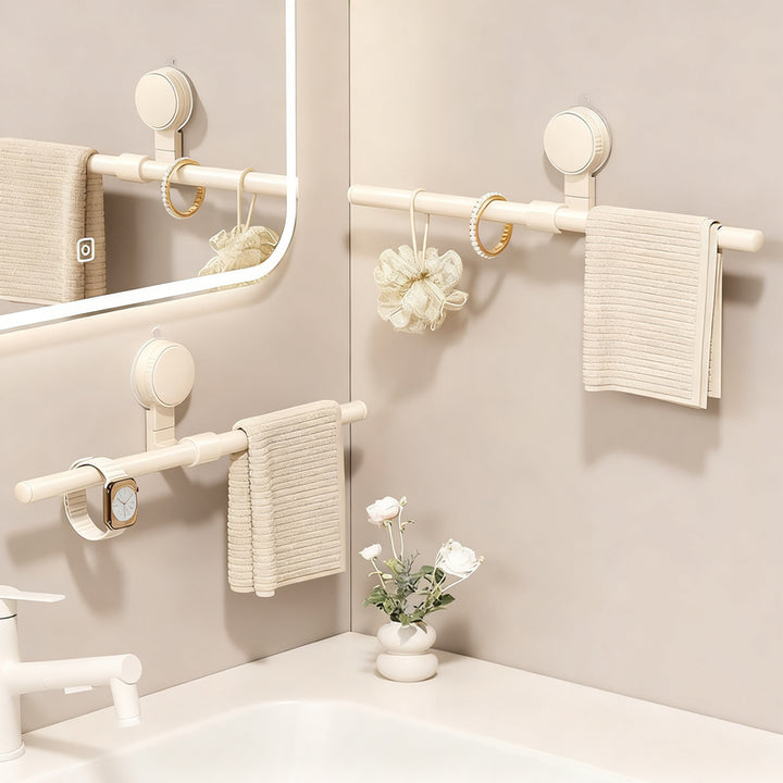 Extendable towel bar with suction cup