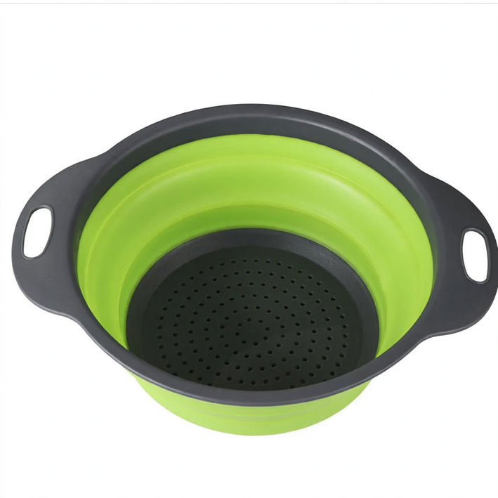 Folding vegetable bowl with strainer