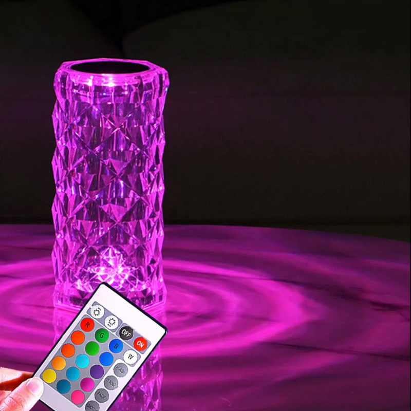 Crystal table lamp, 16 colors, remote control