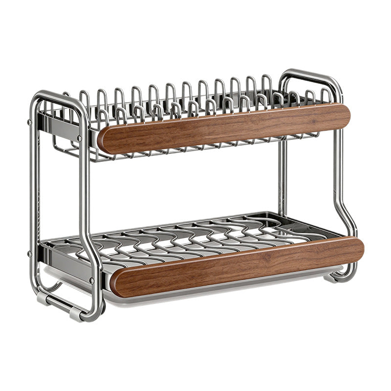 Stainless steel dish rack, 2–3 tiers, vintage design