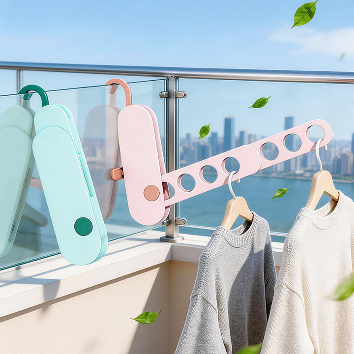 Foldable laundry rack made of plastic, 7 hooks