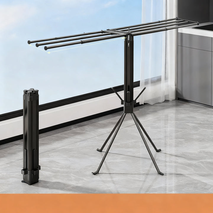 Folding laundry rack with 4 extendable rods