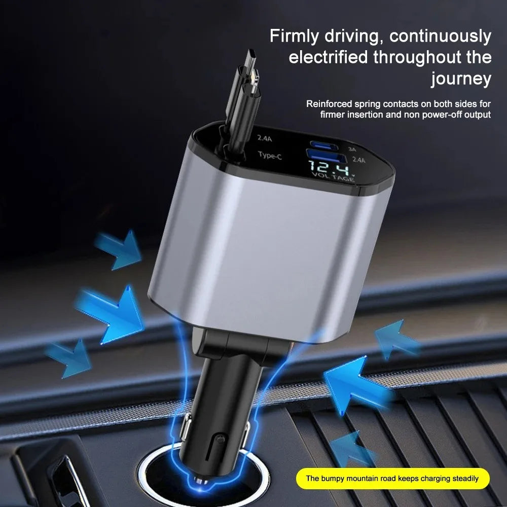 Foldable Car Charger with USB-C and USB-A – 120W Fast Charging | Stornfield