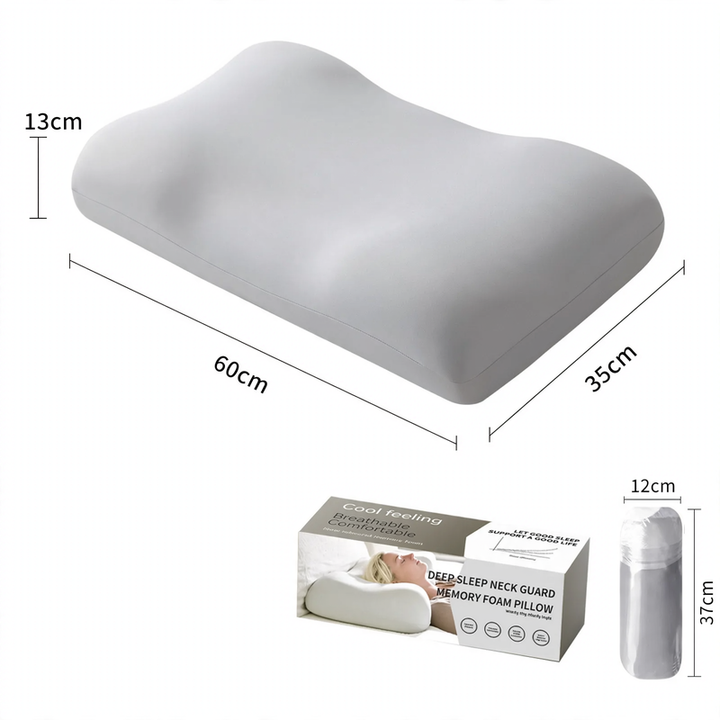 Memory foam neck support pillow with ice crystal cover