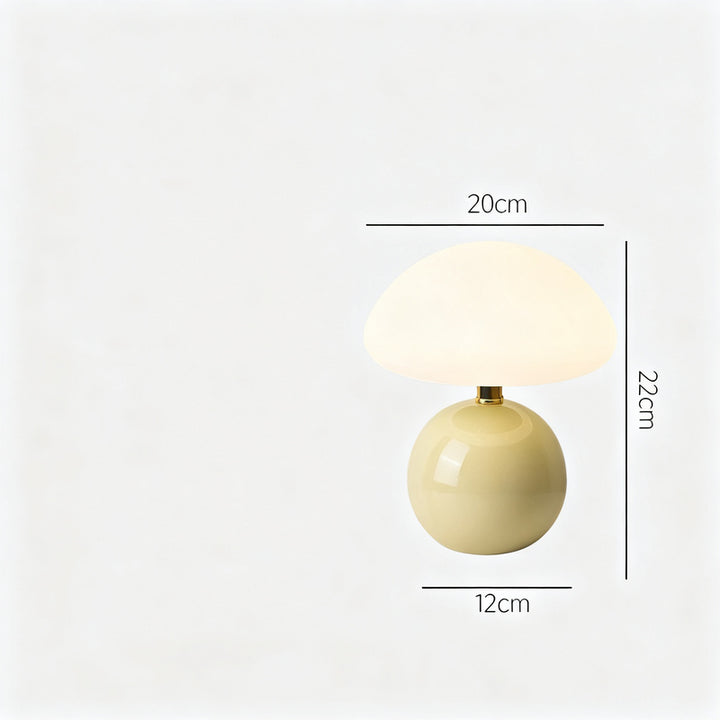 Mushroom table lamp with ceramic base, USB-powered