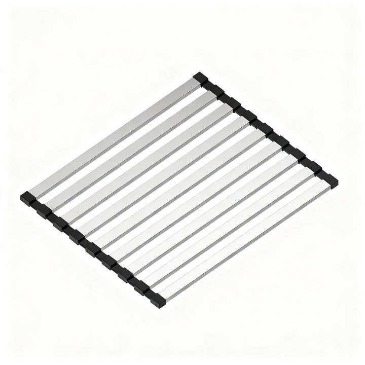 Stainless steel sink rack with rolling grid