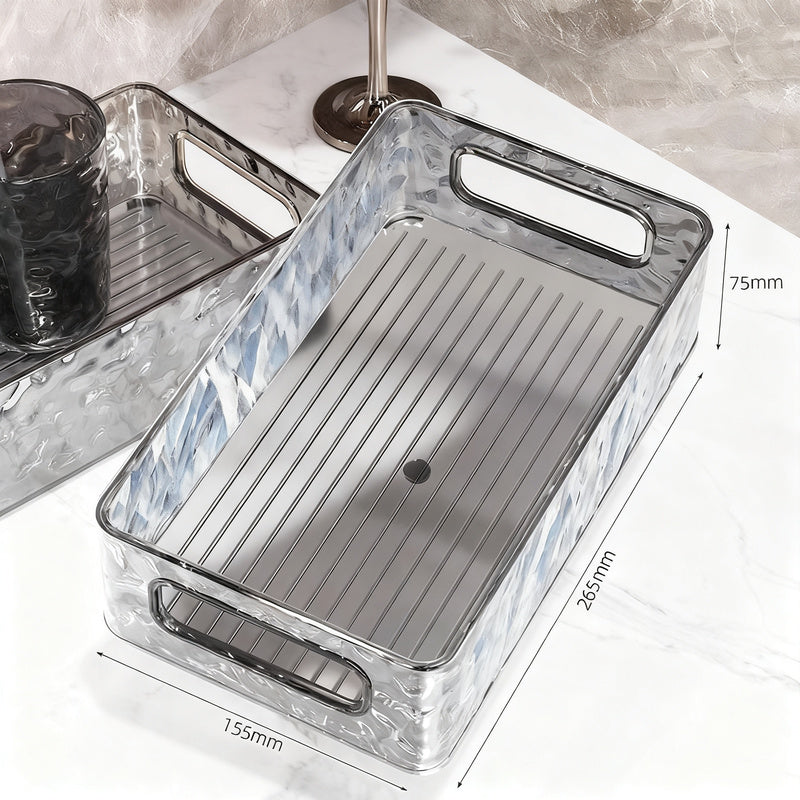 Transparent plastic storage box with ice pattern