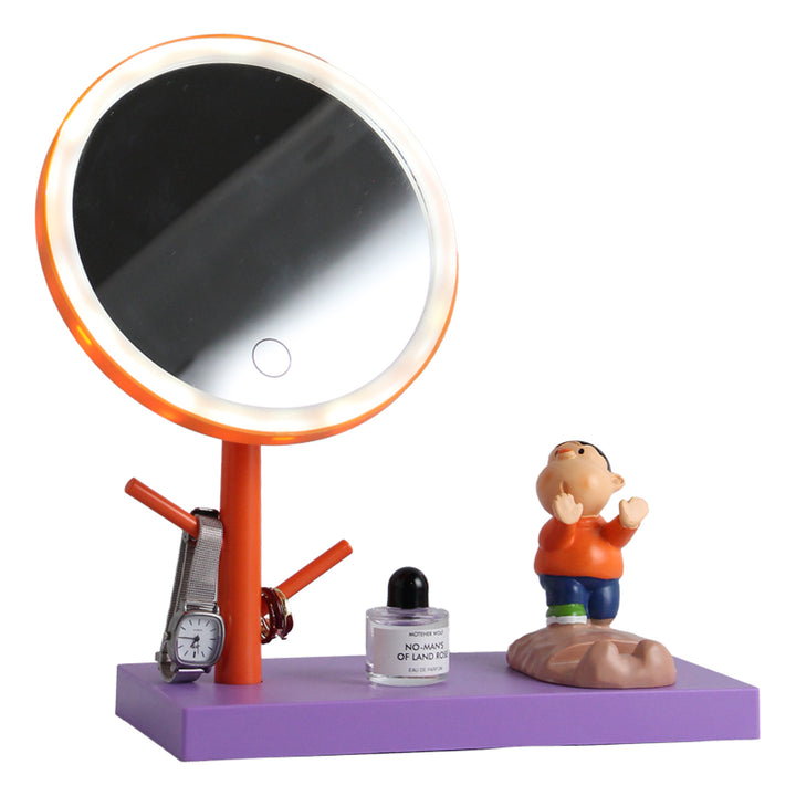LED makeup mirror with stand and phone holder