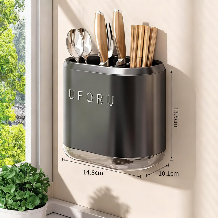 Chopstick and Cutlery Holder with Draining Tray