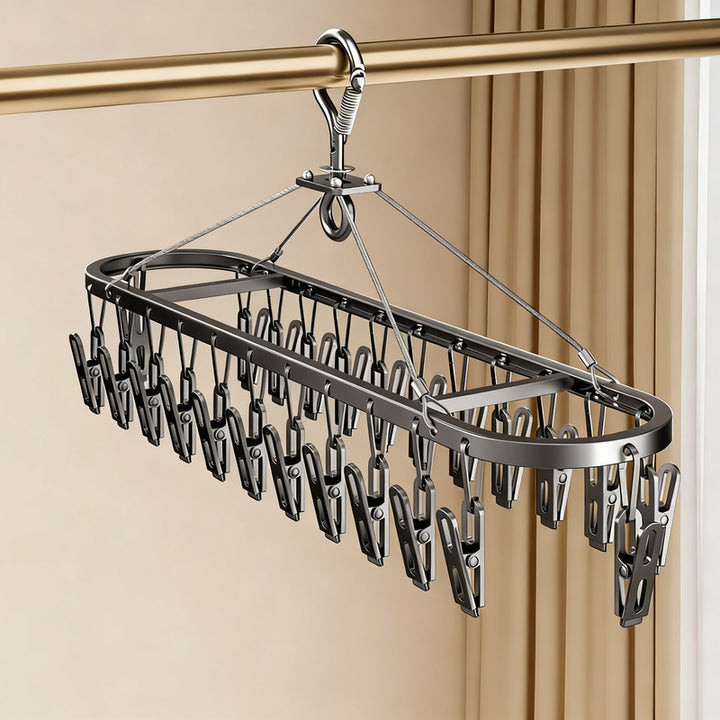 Aluminum drying rack with clips