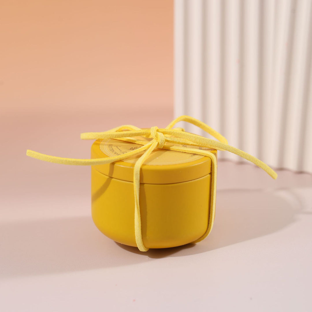 Scented candle in pastel colors, soy wax blend
