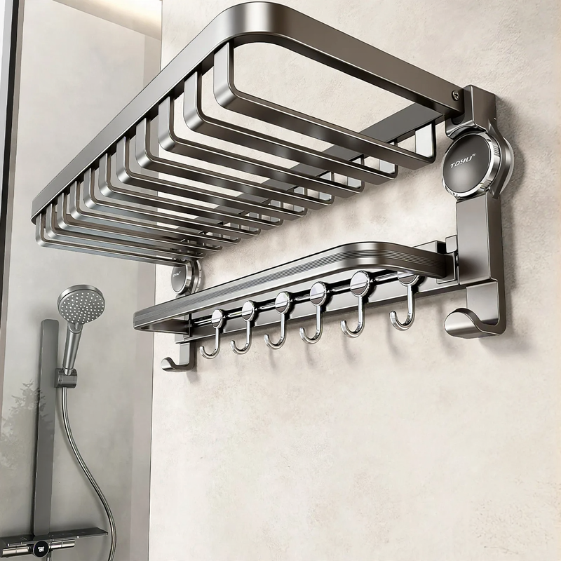 Aluminum suction cup towel holder, modern