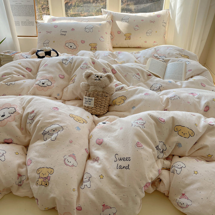 Cotton bedding set with double gauze, 4-piece
