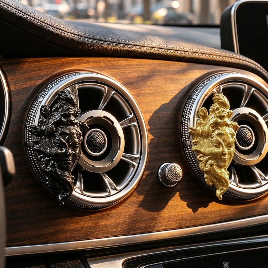 Car air freshener holder peacock motif, triangle shape