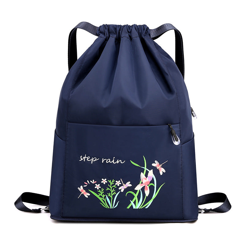 Double Backpack, Nylon, foldable, embroidered