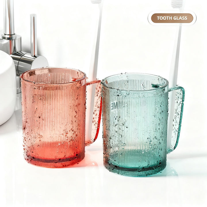 Toothbrush cup with handle, plastic, 51–100 ml