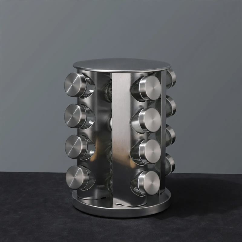 Rotating spice rack made of stainless steel
