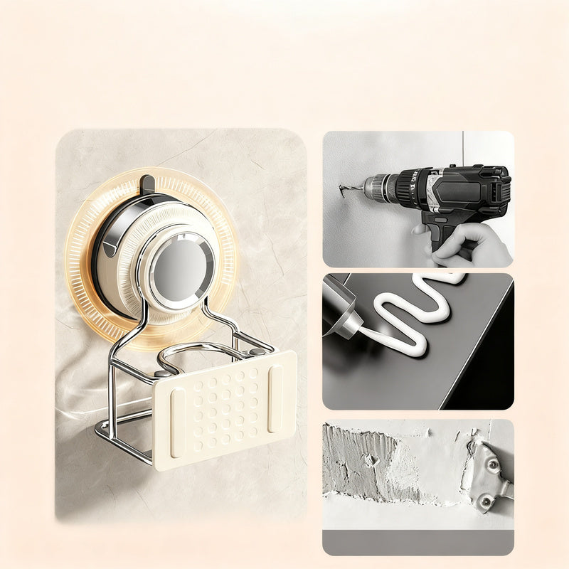 Suction cup wall holder for mop and broom without drilling