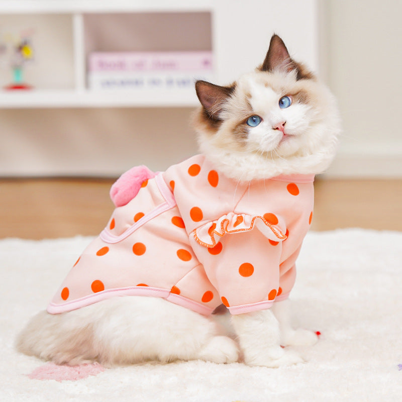 Dog clothing, fleece, autumn/winter, polka dot design