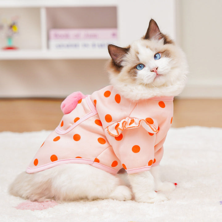 Dog clothing, fleece, autumn/winter, polka dot design