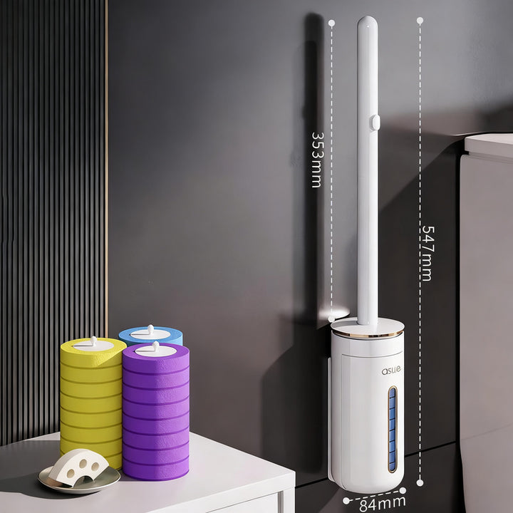 Disposable toilet brush with interchangeable sponge heads
