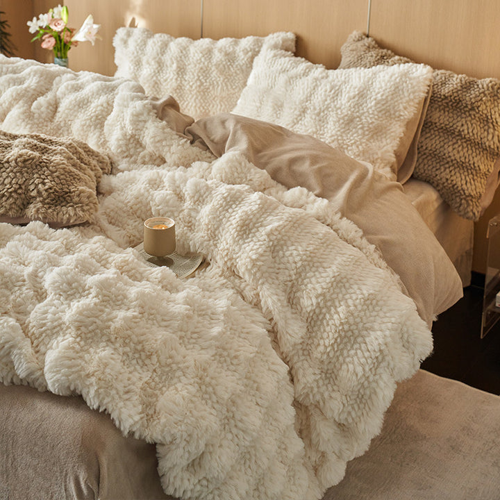 High-quality bedding set made of rabbit fur fleece