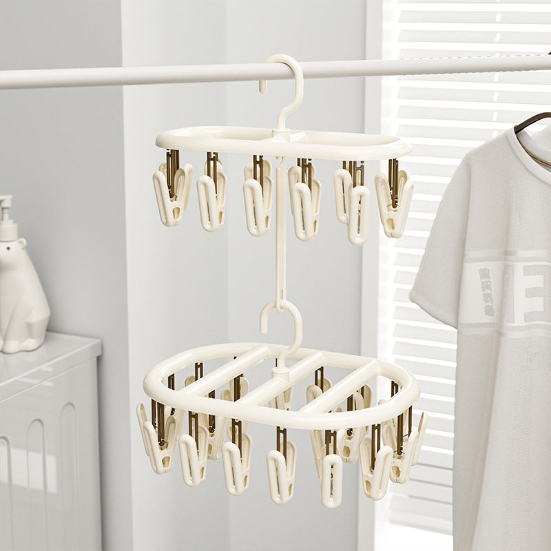 Clothes drying rack with multiple clips for hanging