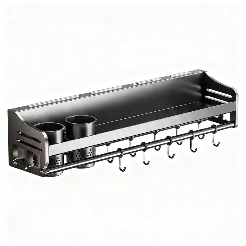 Steel kitchen shelf with knife holder