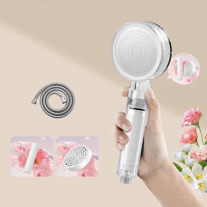 Shower head with filtration system and rain function