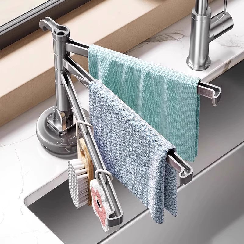 Suction cup cloth holder with rotating bars, ABS plastic