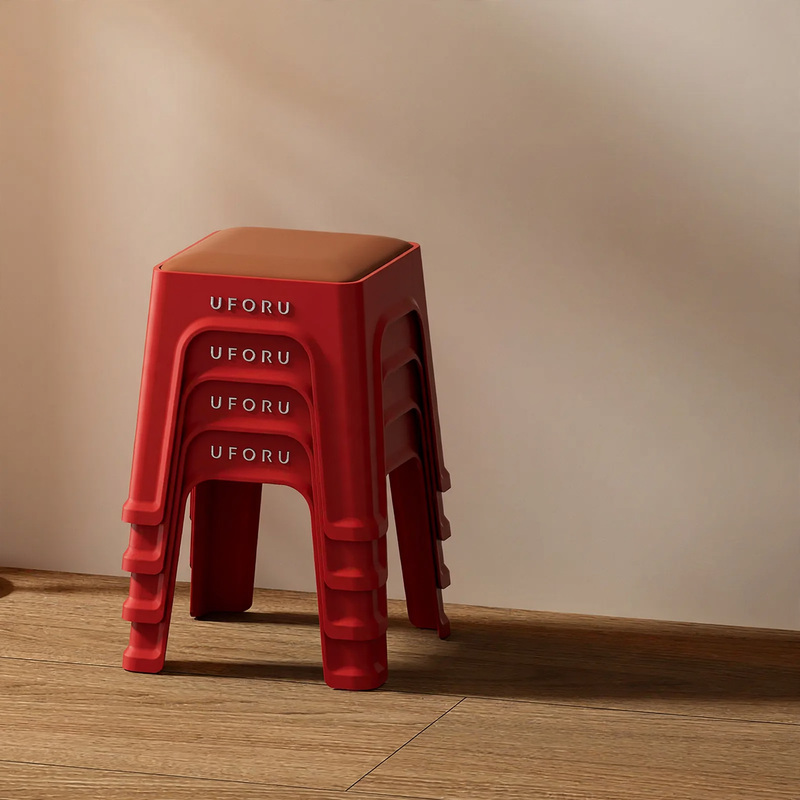 Plastic stool with padding, stackable, DA1408