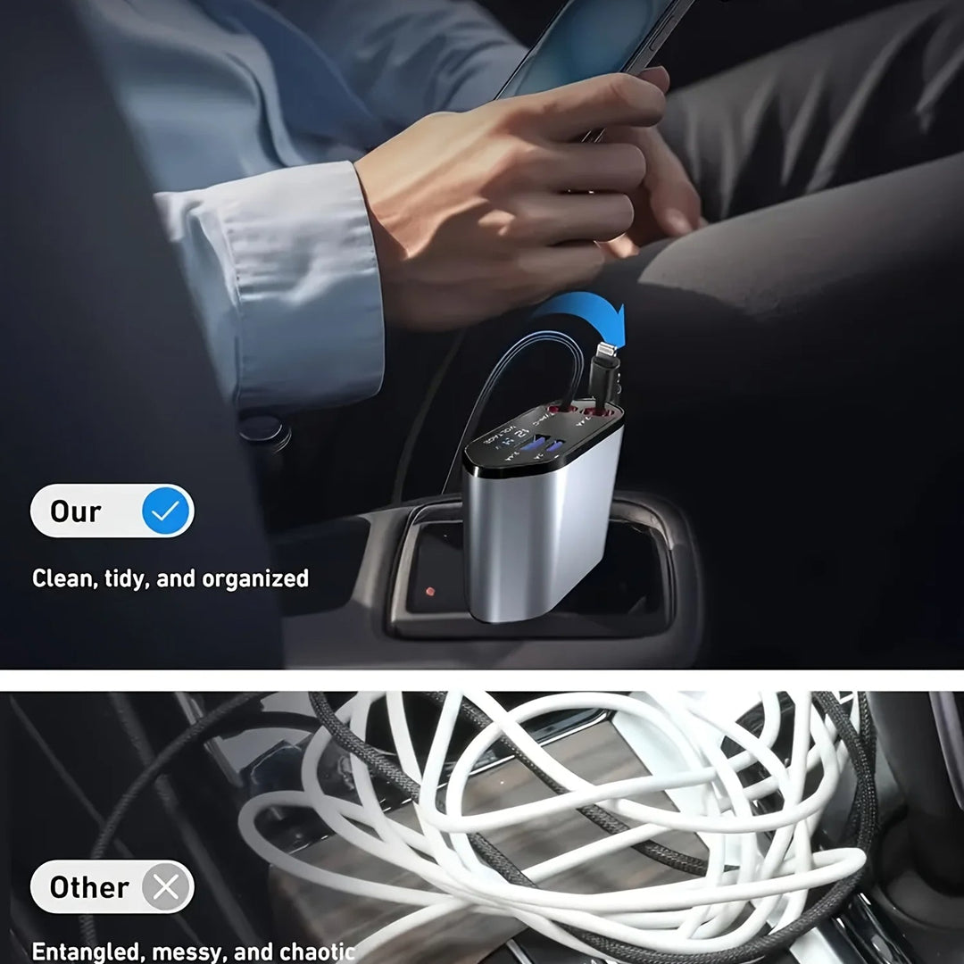 Foldable Car Charger with USB-C and USB-A – 120W Fast Charging | Stornfield