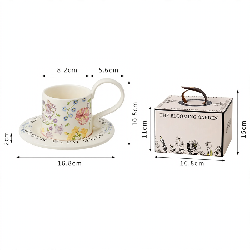 Ceramic coffee mug with floral pattern, 260 ml