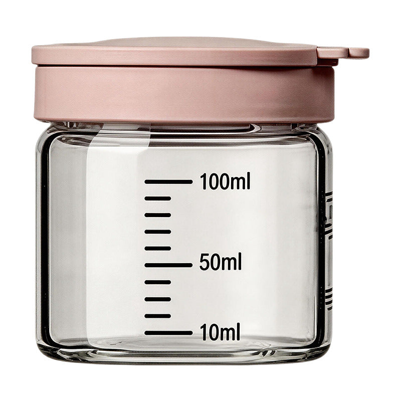 Borosilicate glass storage jar with measurement scale
